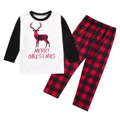 CLEARANCE: White with Red/Black Plaid Christmas Pajamas - KID's