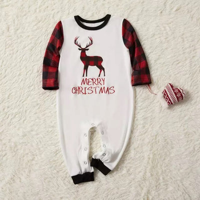 CLEARANCE: White with Red/Black Plaid Christmas Pajamas - BABY